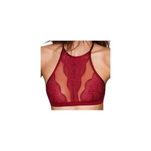 $85 Victoria's Secret Womens M Very Sexy Red Sheer Bralette Lace Halter Burgundy